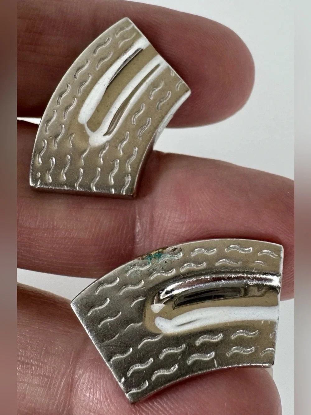 Vintage Signed Anson Silver Tone Cufflinks & Tie Bar Jewelry Set #1541
